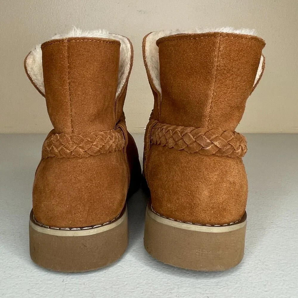 Macy's Style & Co Kaii Tan Suede Leather Faux Fur Booties Women's Size 9